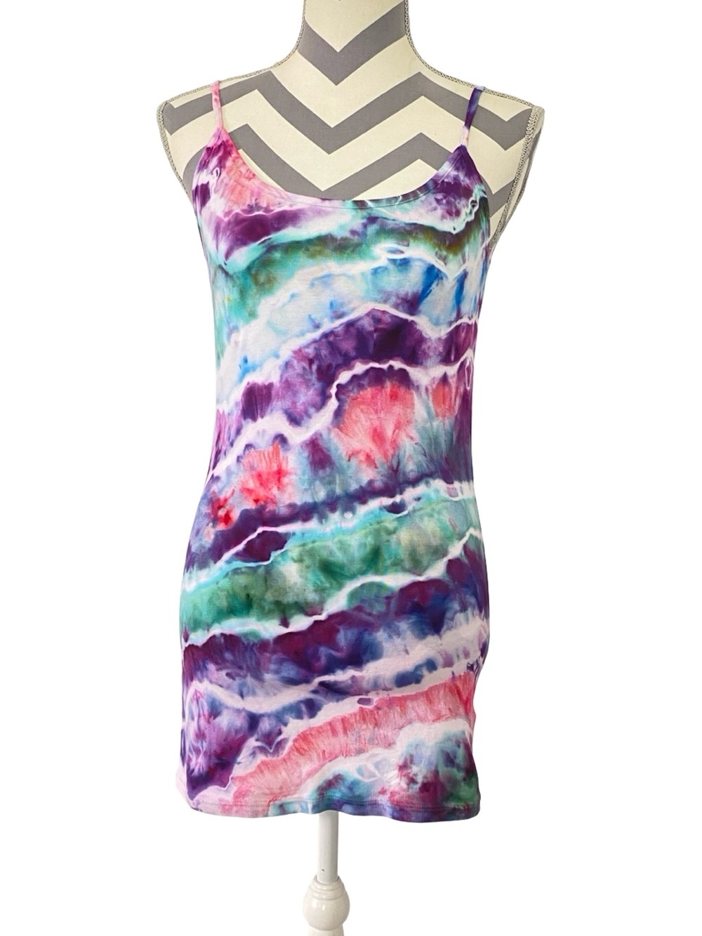 AG Geode Tie Dye Mini Tank Dress Womens Size 6 Adriano Goldschmied Upcycled